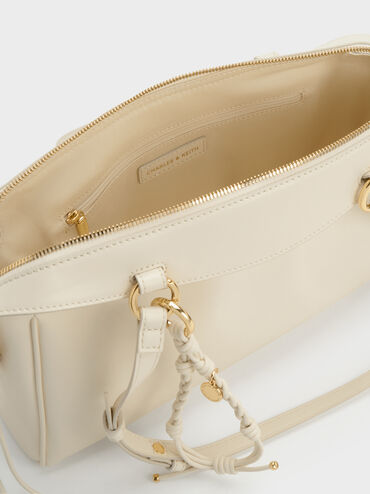 Haylen Braided-Charm Tote Bag, Cream, hi-res