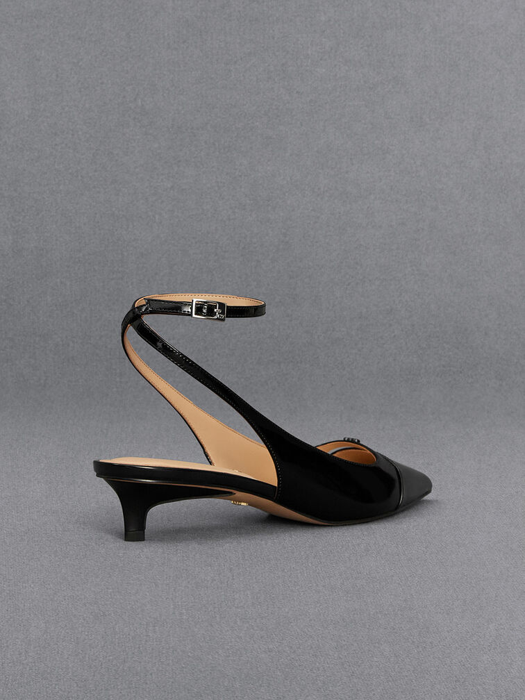 Leather Kitten-Heel Pumps, Black Box, hi-res