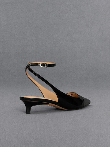 Leather Kitten-Heel Pumps, Black Box, hi-res