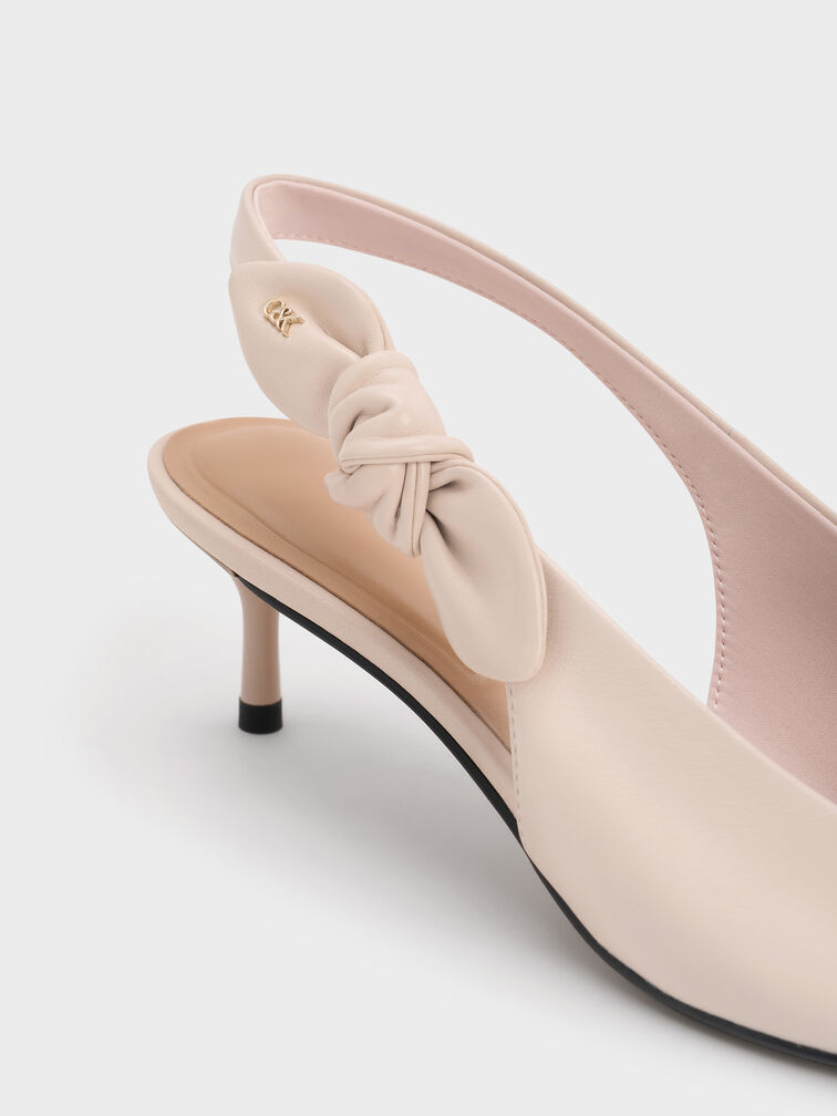 Jayce Leather Slingback Kitten Heels, Oat, hi-res