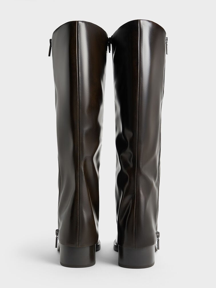 Louise Side-Zip Knee-High Boots, Dark Brown, hi-res