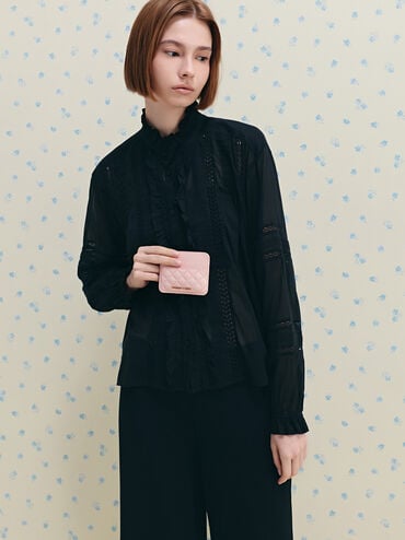 Cleo Quilted Card Holder, Soft Pink, hi-res