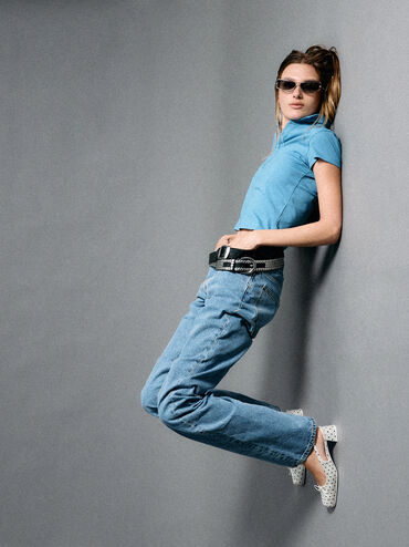 Sadira Satin Polka-Dot Slingback Pumps, Multi, hi-res