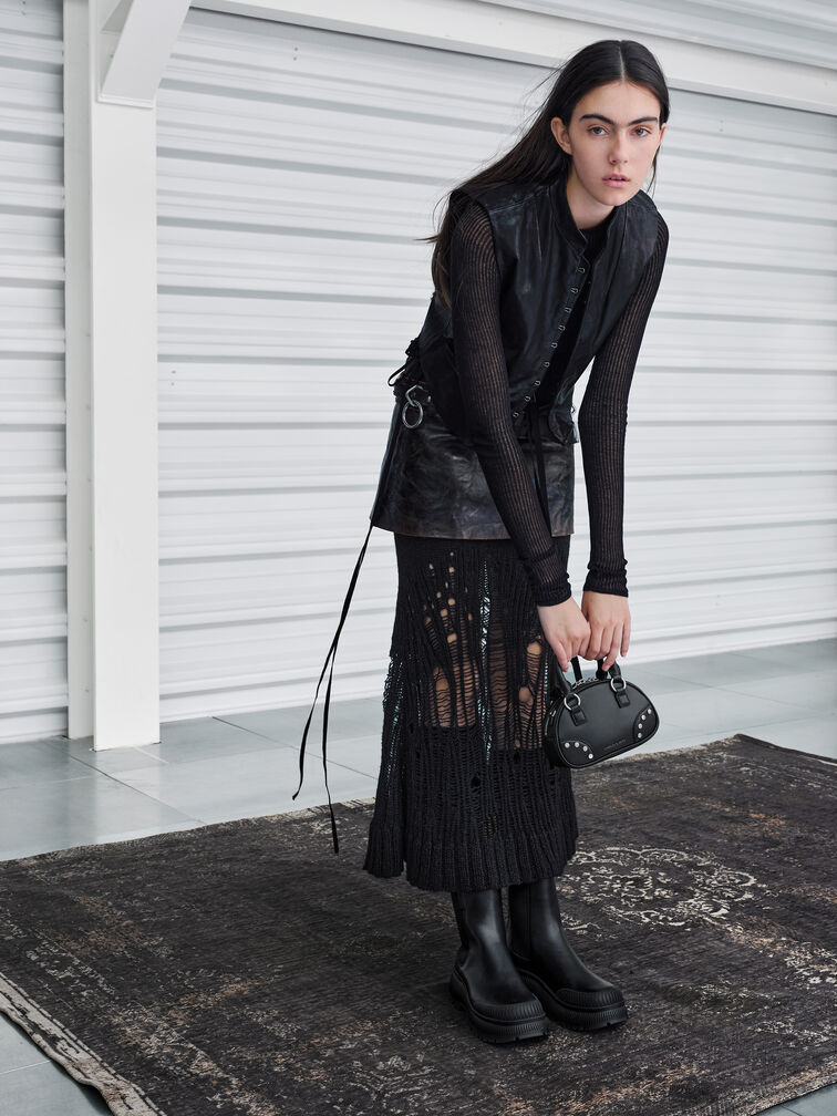 Bobbie Studded Top Handle Bag, Noir, hi-res