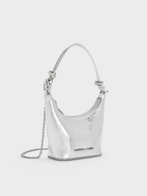 Micro Augustine Metallic Eel-Effect Bag, Silver, hi-res