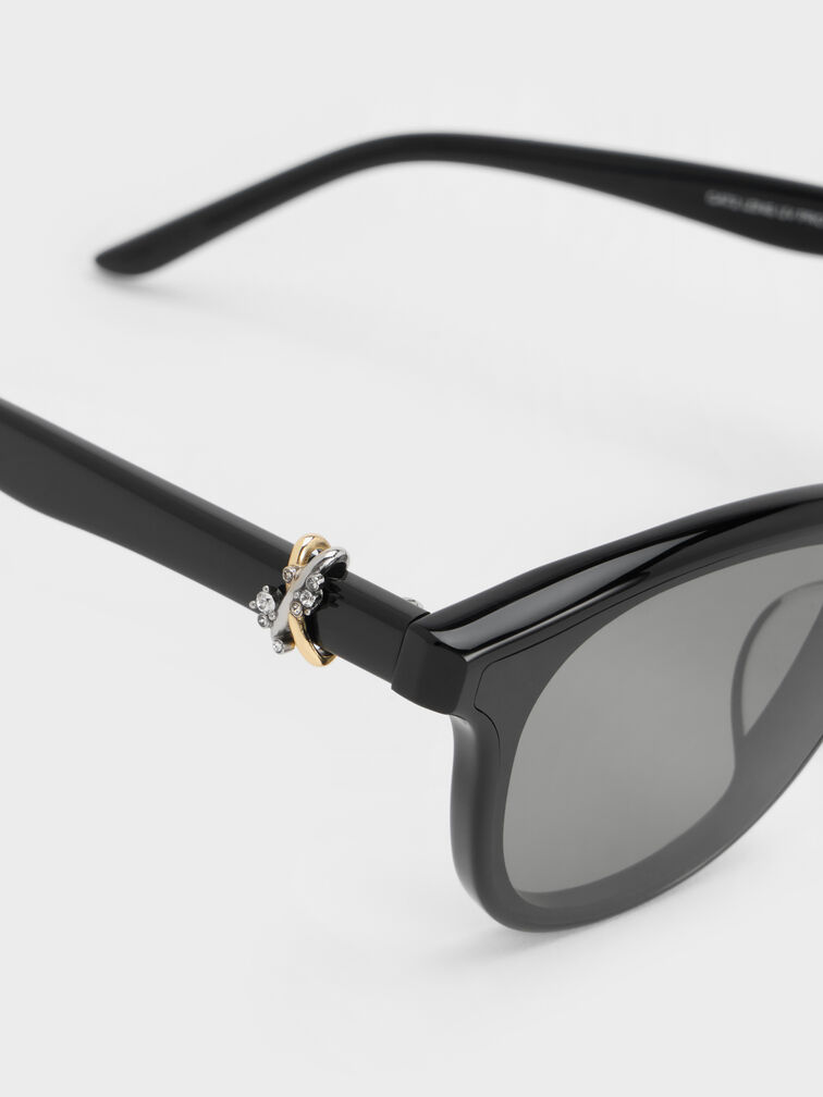 Roux Crystal Square Sunglasses, Noir, hi-res