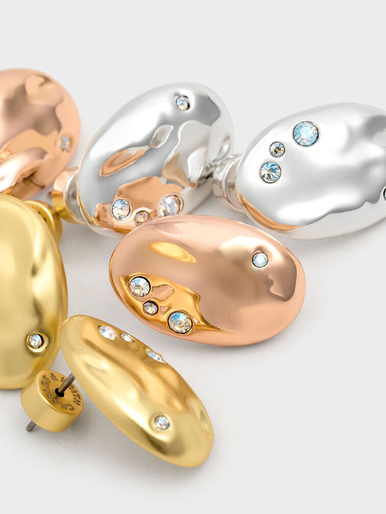 Ottilie Crystal Sculptural Stud Earrings, Silver, hi-res