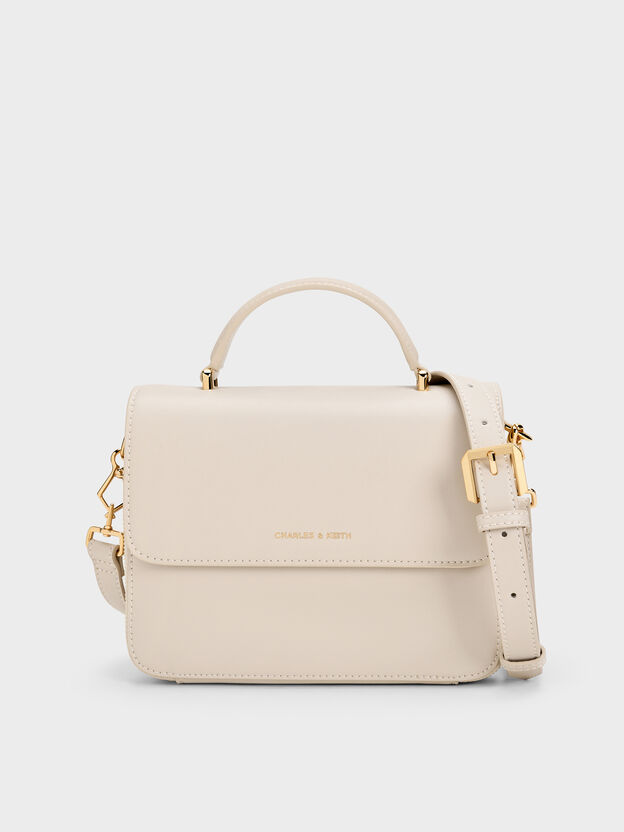 Octavia Front Flap Top Handle Bag, Ivory, hi-res