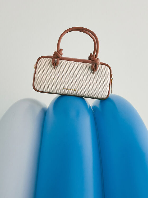 Sammie Canvas Knotted-Handle Boxy Bag, Taupe Canvas, hi-res