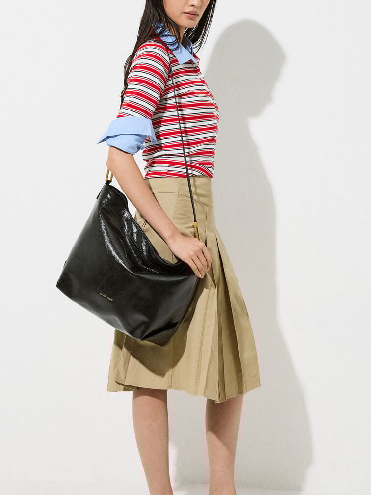 Sianna Slouchy Hobo Bag, Black, hi-res