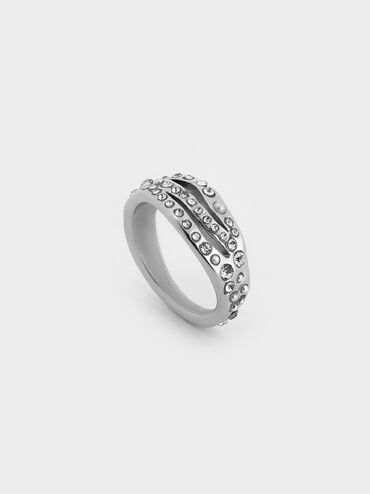 Aine Crystal Sculptural Ring, Silver, hi-res