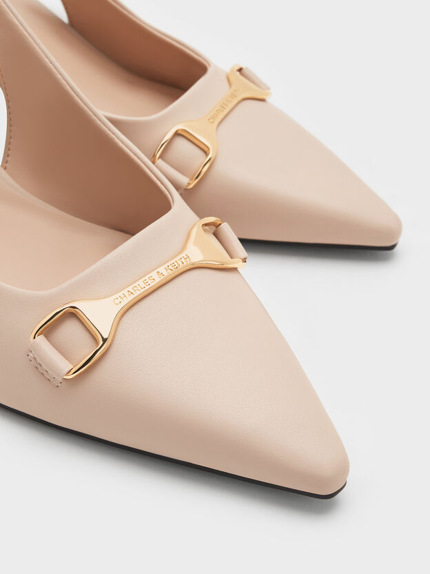 Leslie Metallic-Accent Slingback Pumps, Nude, hi-res