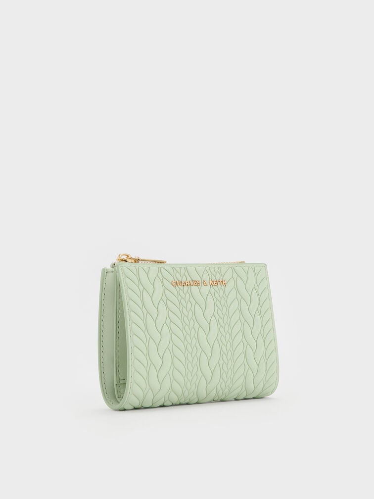 Apolline Textured Top-Zip Wallet, Mint Green, hi-res