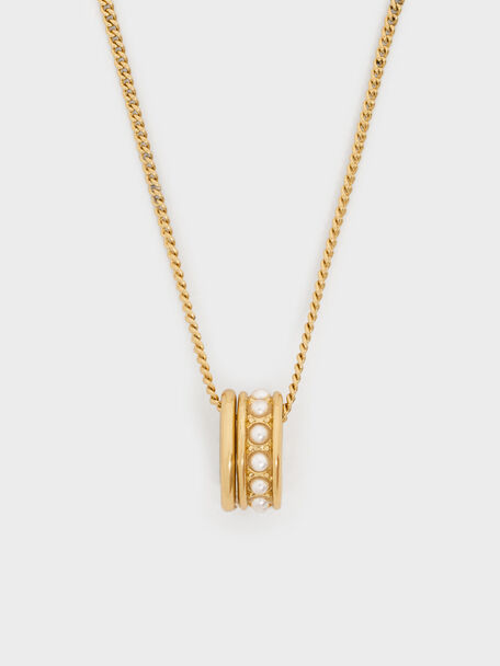 Maeve Pearl-Embellished Necklace, Gold, hi-res