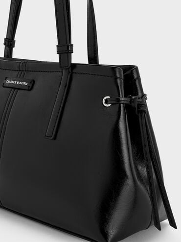 Noane Elongated-Handle Shoulder Bag, Noir, hi-res