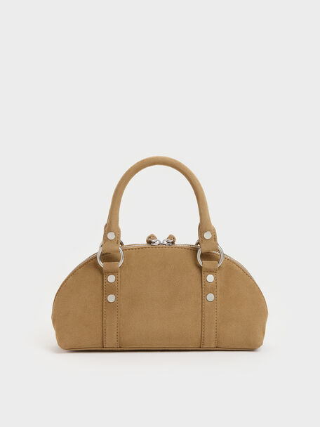 Tatiana Studded Bowling Bag, Sand, hi-res