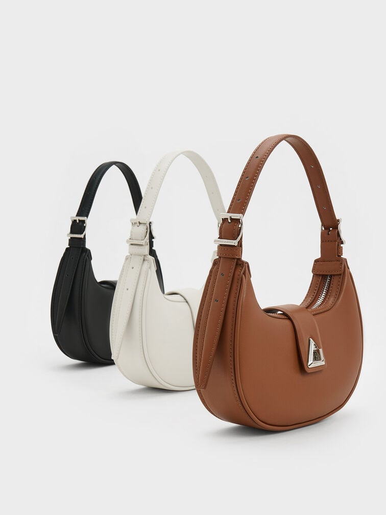 Trice Metallic-Accent Belted Shoulder Bag, Noir, hi-res