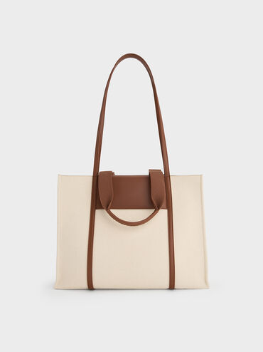 Shalia Canvas Tote Bag, Beige Canvas, hi-res