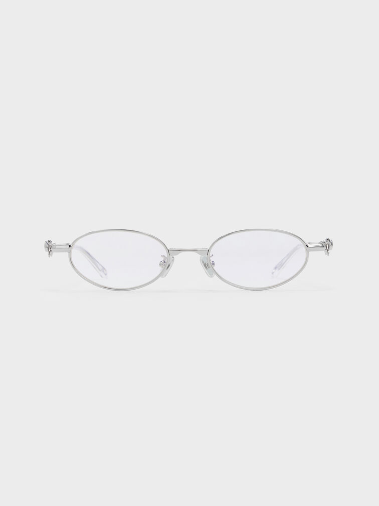 Paige Bow Crystal Clear Sunglasses, Silver, hi-res