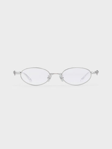 Paige Bow Crystal Clear Sunglasses, Silver, hi-res