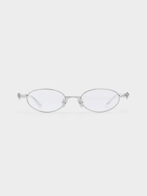 Paige Bow Crystal Clear Sunglasses, Silver, hi-res