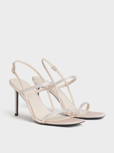 Arona Satin Crystal-Embellished Stiletto-Heel Sandals, Nude, hi-res