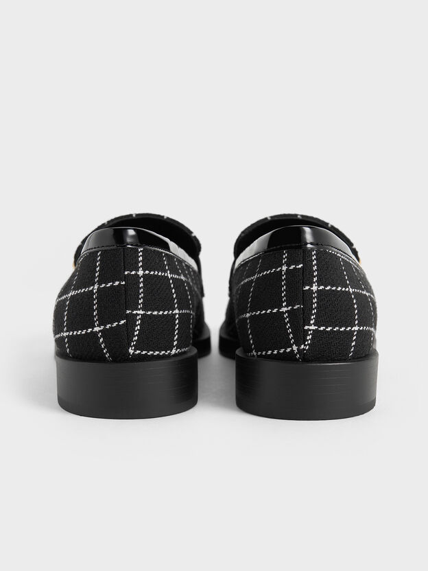 Marley Tweed Metallic-Accent Loafers, Black Textured, hi-res