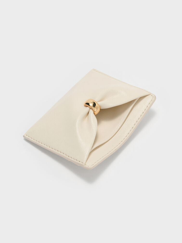 Halsey Ruched Card Holder, Cream, hi-res