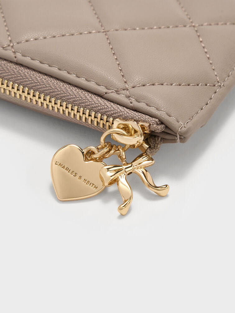 Arrietty Quilted Zip-Around Wallet, Taupe, hi-res