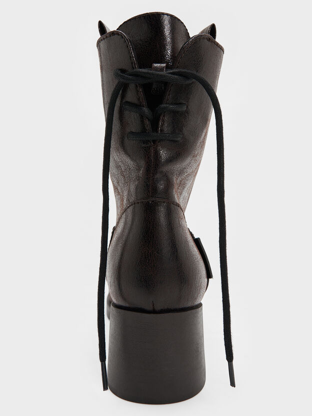 Rosamond Back-Lace Calf Boots, Dark Brown Textured, hi-res