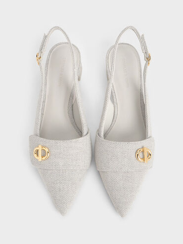 Marley Tweed Slingback Pumps, Light Grey, hi-res