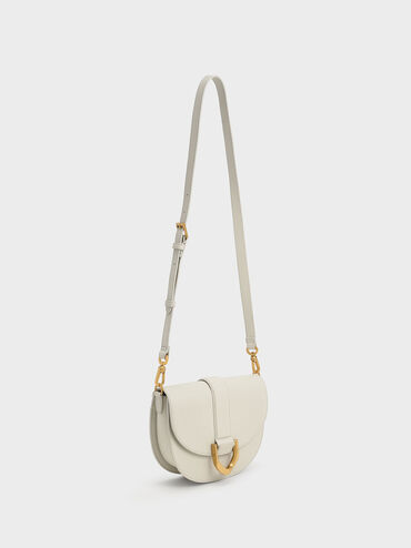 Gabine Leather Saddle Bag​, Chalk, hi-res