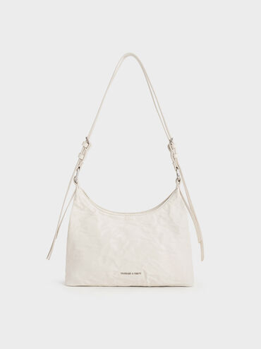 Lark Crinkle-Effect Hobo Bag, Cream, hi-res