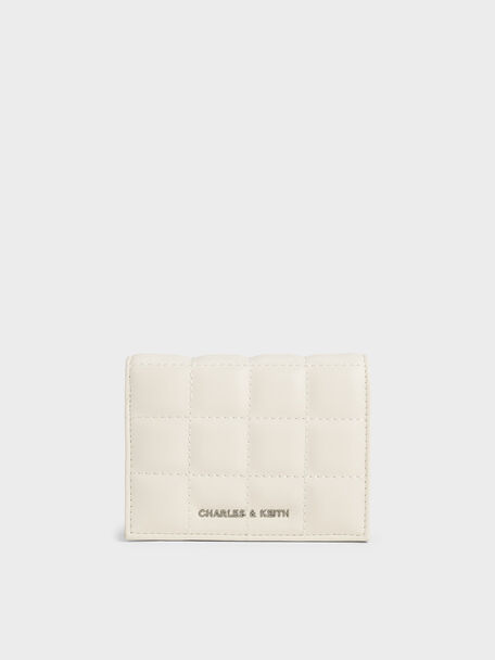 Cassia Quilted Chain-Handle Mini Wallet, Cream, hi-res