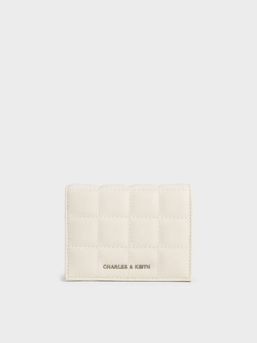 Cassia Quilted Chain-Handle Mini Wallet, Cream, hi-res