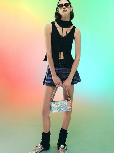 Lark Holographic Crinkle-Effect Shoulder Bag, Prism Silver, hi-res