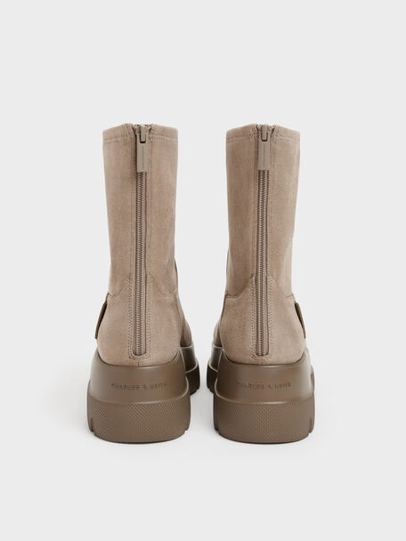 Leoi Faux Suede Chunky Ankle Boots, Taupe, hi-res