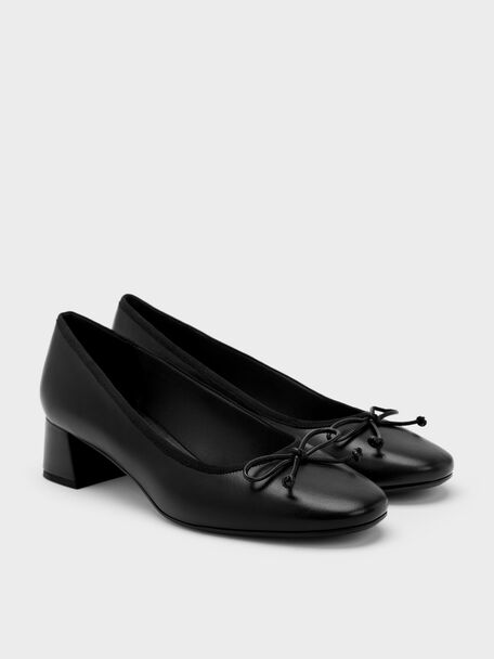 Bow Ballet Pumps, Black, hi-res