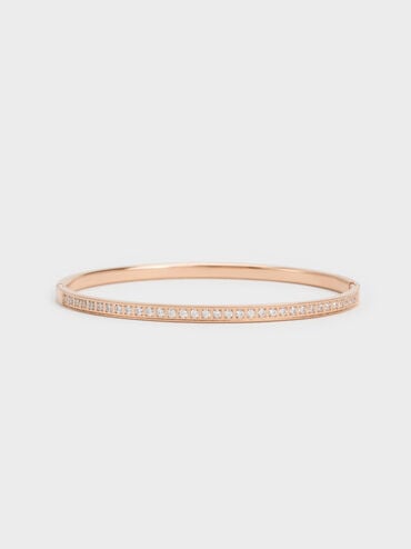 Hermione Crystal Bangle, Rose Gold, hi-res