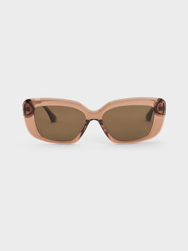 Alix Recycled Acetate Metallic-Accent Butterfly Sunglasses, Chestnut Brown, hi-res