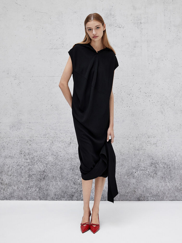 Patent Bow Slingback Pumps, Red, hi-res