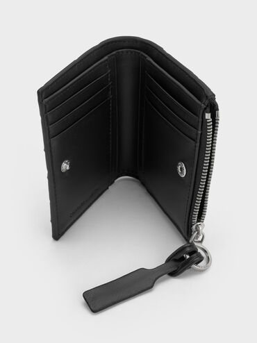 Ivette Woven Top-Zip Small Wallet, Noir, hi-res