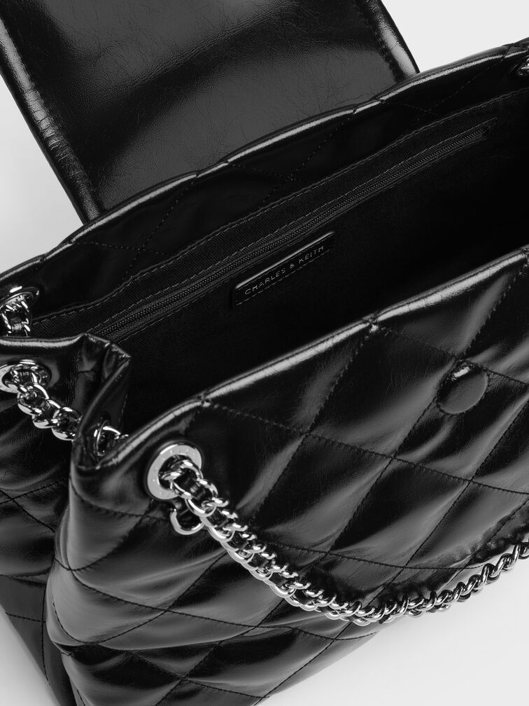 Large Apfra Quilted Shoulder Bag, Noir, hi-res