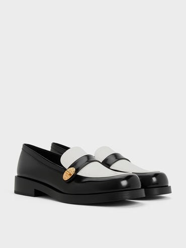 Hettie Two-Tone Metallic-Buckle Strap Loafers, Multi, hi-res