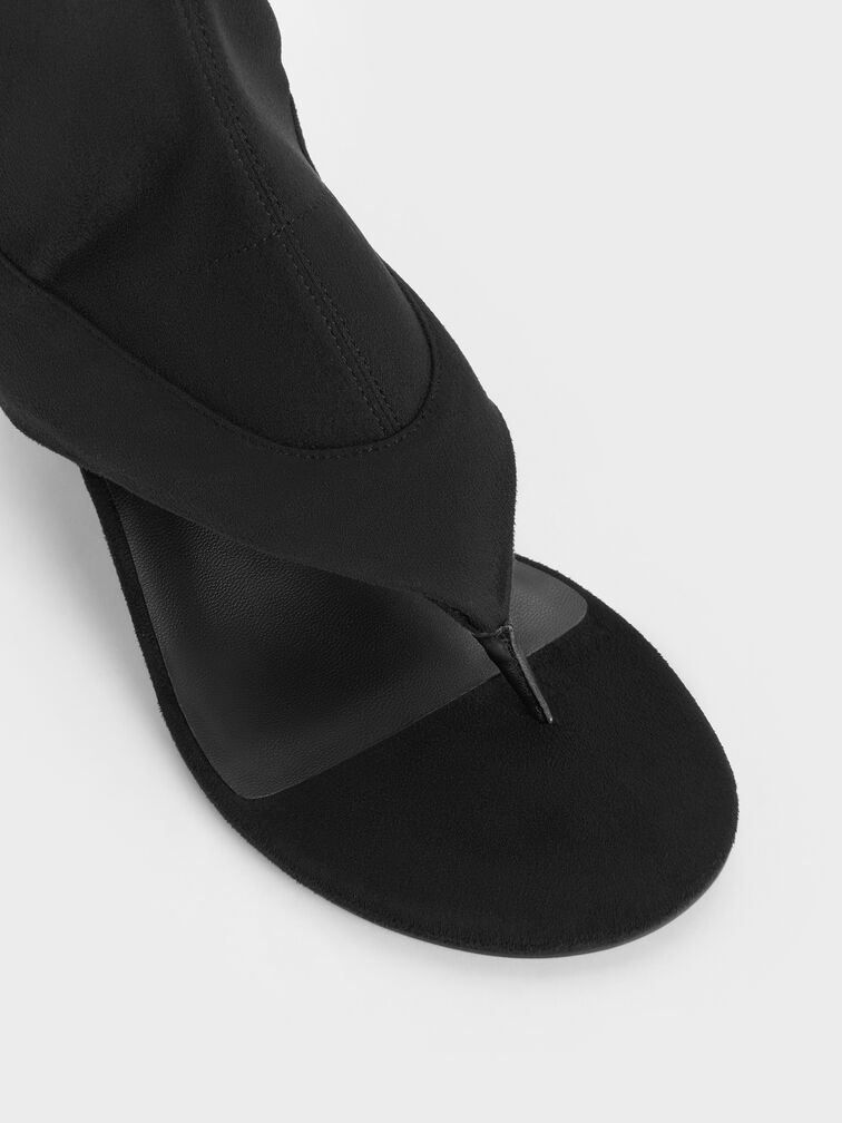 Aether Faux Suede Thong Boots, Black Textured, hi-res
