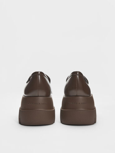 Leoi Platform Penny Loafers, Dark Brown, hi-res
