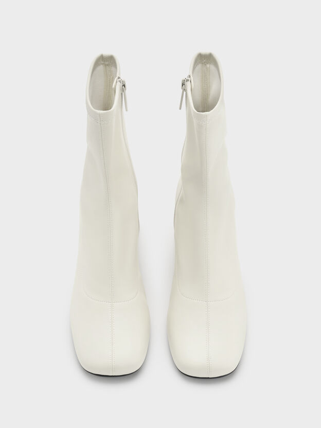 Jully Metallic Trapeze Heel Ankle Boots, Chalk, hi-res