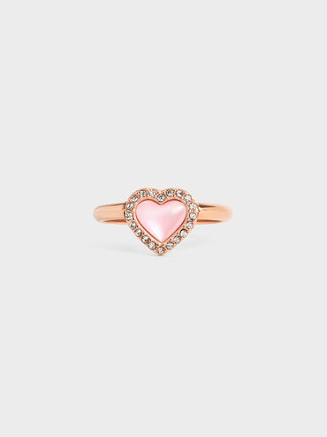 Annalise Crystal Heart-Stone Ring, Rose Gold, hi-res