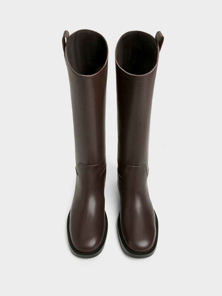 Kallie Leather Knee-High Boots, Dark Brown, hi-res