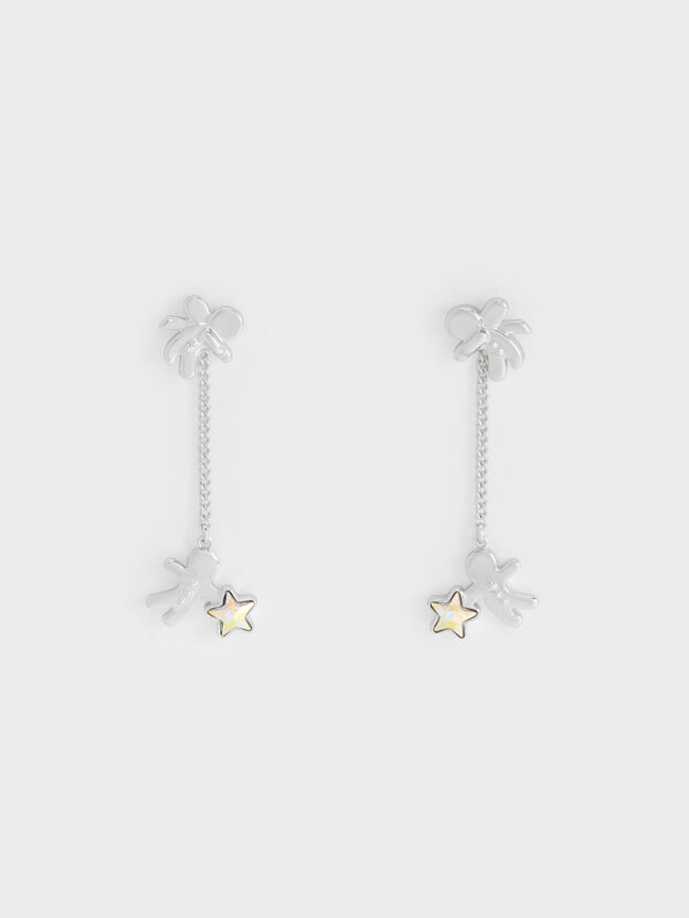 Athalia Gingerbread-Fairy Drop Earrings, Silver, hi-res